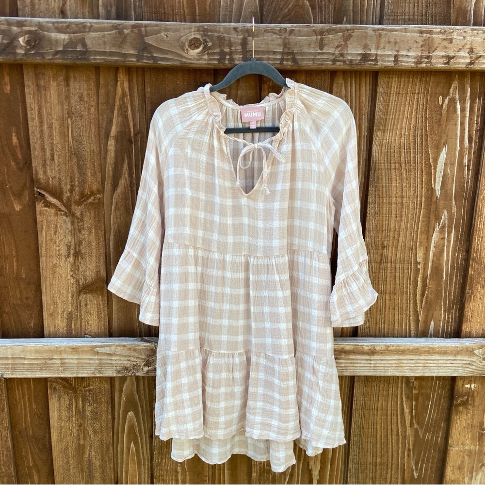 Show Me Your MuMu Viola Cream Plaid Mini Dress